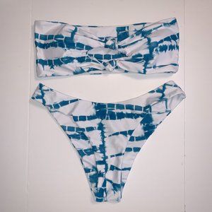 SHEIN Tie Dye Knot High Cut Bikini Swimsuit